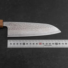 Santoku Silver Steel #3 Tsuchime Damascus Oak Handle 170mm-[Musashi]-[Japanese-Kitchen-Knives]