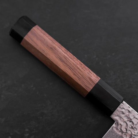 Santoku Silver Steel #3 Tsuchime Damascus Walnut Handle 170mm (6.7”)-[Musashi]-[Japanese-Kitchen-Knives]