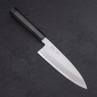 Santoku Single-Edged White Steel #2 Kasumi Buffalo Ebony Handle 180mm (7”)-[Musashi]-[Japanese-Kitchen-Knives]