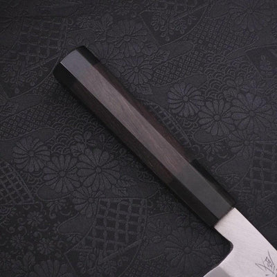 Santoku Single-edged White steel #2 Kasumi Buffalo Ebony Handle 180mm-White steel #2-Kasumi-Japanese Handle-[Musashi]-[Japanese-Kitchen-Knives]