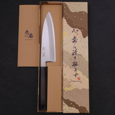 Santoku Single-edged White steel #2 Kasumi Buffalo Ebony Handle 180mm-White steel #2-Kasumi-Japanese Handle-[Musashi]-[Japanese-Kitchen-Knives]