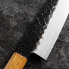 Santoku Stainless Clad AUS-8 Kurouchi Tsuchime Yaki Urushi Handle 170mm-[Musashi]-[Japanese-Kitchen-Knives]