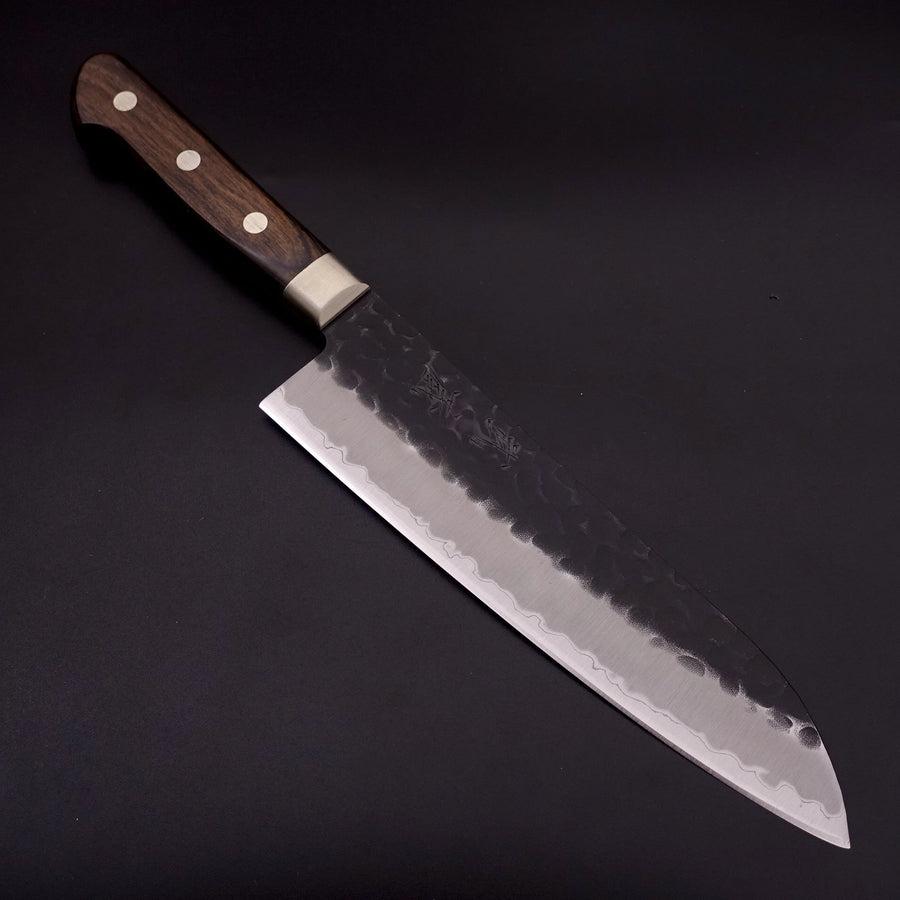 Santoku Stainless Clad Aogami-Super Kurouchi Tsuchime Western Handle 180mm-Aogami Super-Kurouchi-Western Handle-[Musashi]-[Japanese-Kitchen-Knives]
