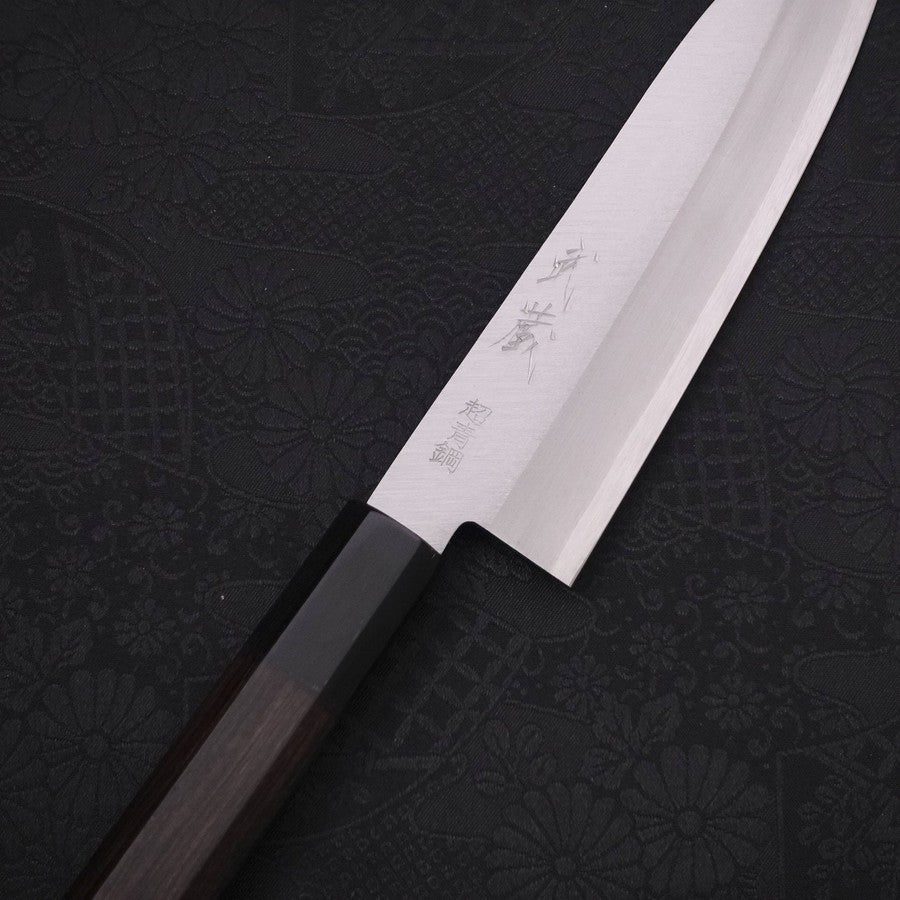 Santoku Stainless Clad Aogami-Super Polished Buffalo Ebony Handle 140mm-Aogami Super-Polished-Japanese Handle-[Musashi]-[Japanese-Kitchen-Knives]