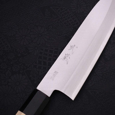 Santoku Stainless Clad Aogami-Super Polished Buffalo Magnolia Handle 180mm-Aogami Super-Polished-Japanese Handle-[Musashi]-[Japanese-Kitchen-Knives]