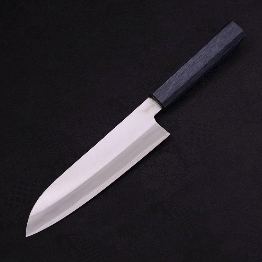 Santoku Stainless Clad Aogami-Super Polished Dark Blue Handle 180mm-Aogami Super-Polished-Japanese Handle-[Musashi]-[Japanese-Kitchen-Knives]