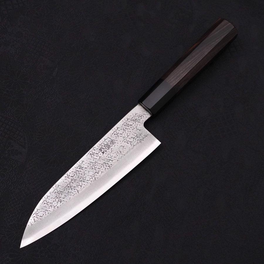 Santoku Stainless Clad Aogami-Super Suname Buffalo Ebony Handle 165mm-Aogami Super-Tsuchime-Japanese Handle-[Musashi]-[Japanese-Kitchen-Knives]