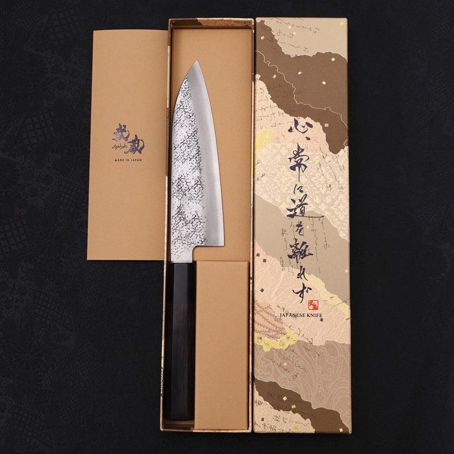 Santoku Stainless Clad Aogami-Super Suname Buffalo Ebony Handle 165mm-Aogami Super-Tsuchime-Japanese Handle-[Musashi]-[Japanese-Kitchen-Knives]
