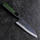 Santoku Stainless Clad Blue Steel #2 Kurouchi Green Urushi Handle 165mm (6.5”)-[Musashi]-[Japanese-Kitchen-Knives]