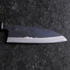 Santoku Stainless Clad Blue Steel #2 Kurouchi Green Urushi Handle 165mm-[Musashi]-[Japanese-Kitchen-Knives]