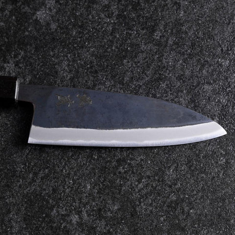 Santoku Stainless Clad Blue Steel #2 Kurouchi Purple Urushi Handle 165mm-[Musashi]-[Japanese-Kitchen-Knives]