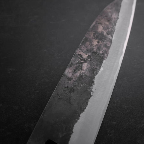 Santoku Stainless Clad Blue Steel #2 Kurouchi Walnut Handle 165mm (6.5”)-[Musashi]-[Japanese-Kitchen-Knives]