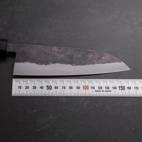 Santoku Stainless Clad Blue Steel #2 Kurouchi Walnut Handle 165mm (6.5”)-[Musashi]-[Japanese-Kitchen-Knives]