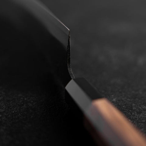 Santoku Stainless Clad Blue Steel #2 Kurouchi Walnut Handle 165mm-[Musashi]-[Japanese-Kitchen-Knives]