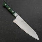 Santoku Stainless Clad Blue Steel #2 Polished Green Micarta Turqoise Handle 180mm (7”)-[Musashi]-[Japanese-Kitchen-Knives]