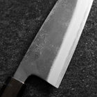 Santoku Stainless Clad Blue Super Kurouchi Green Urushi Handle 165mm (6.5”)-[Musashi]-[Japanese-Kitchen-Knives]