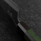 Santoku Stainless Clad Blue Super Kurouchi Green Urushi Handle 165mm (6.5”)-[Musashi]-[Japanese-Kitchen-Knives]