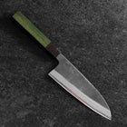 Santoku Stainless Clad Blue Super Kurouchi Green Urushi Handle 165mm (6.5”)-[Musashi]-[Japanese-Kitchen-Knives]