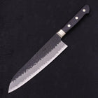 Santoku Stainless Clad Blue Super Kurouchi Tsuchime Western Handle Black 180mm (7”)-[Musashi]-[Japanese-Kitchen-Knives]