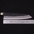 Santoku Stainless Clad Blue Super Kurouchi Tsuchime Western Handle Black 180mm (7”)-[Musashi]-[Japanese-Kitchen-Knives]
