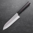 Santoku Stainless Clad Blue Super Polished Buffalo Ebony Handle 140mm (5.5”)-[Musashi]-[Japanese-Kitchen-Knives]