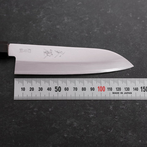 Santoku Stainless Clad Blue Super Polished Buffalo Ebony Handle 140mm (5.5”)-[Musashi]-[Japanese-Kitchen-Knives]
