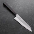 Santoku Stainless Clad Blue Super Polished Buffalo Ebony Handle 140mm (5.5”)-[Musashi]-[Japanese-Kitchen-Knives]