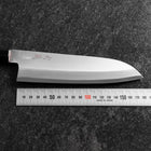 Santoku Stainless Clad Blue Super Polished Buffalo Ebony Handle 180mm (7”)-[Musashi]-[Japanese-Kitchen-Knives]