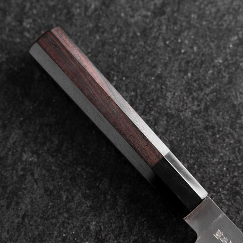 Santoku Stainless Clad Blue Super Polished Buffalo Ebony Handle 180mm-[Musashi]-[Japanese-Kitchen-Knives]