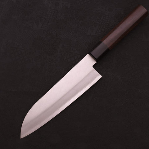 Santoku Stainless Clad Blue Super Polished Rosewood Handle 165mm-[Musashi]-[Japanese-Kitchen-Knives]
