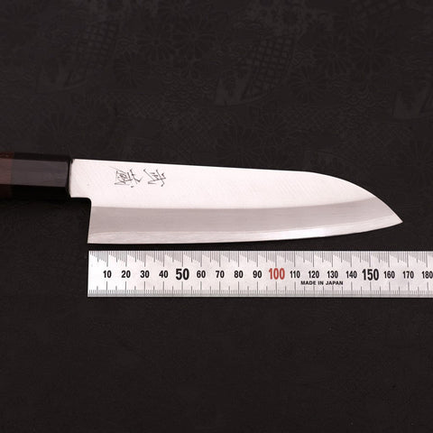 Santoku Stainless Clad Blue Super Polished Rosewood Handle 165mm-[Musashi]-[Japanese-Kitchen-Knives]