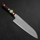 Santoku Stainless Clad Blue Super Polished Western Black Red Handle 165mm (6.5”)-[Musashi]-[Japanese-Kitchen-Knives]