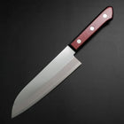 Santoku Stainless Clad Blue Super Polished Western Black Red Handle 165mm (Tsuba-nashi) (6.5”)-[Musashi]-[Japanese-Kitchen-Knives]
