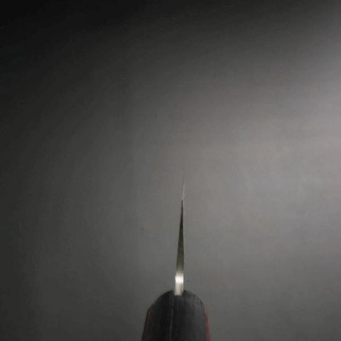 Santoku Stainless Clad Blue Super Polished Western Black Red Handle 165mm (Tsuba-nashi)-[Musashi]-[Japanese-Kitchen-Knives]