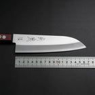 Santoku Stainless Clad Blue Super Polished Western Black Red Handle 165mm (Tsuba-nashi)-[Musashi]-[Japanese-Kitchen-Knives]
