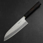 Santoku Stainless Clad Blue Super Tsuchime Buffalo Ebony Handle 165mm (6.5”)-[Musashi]-[Japanese-Kitchen-Knives]