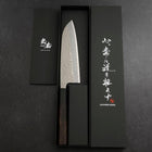Santoku Stainless Clad Blue Super Tsuchime Buffalo Ebony Handle 165mm (6.5”)-[Musashi]-[Japanese-Kitchen-Knives]