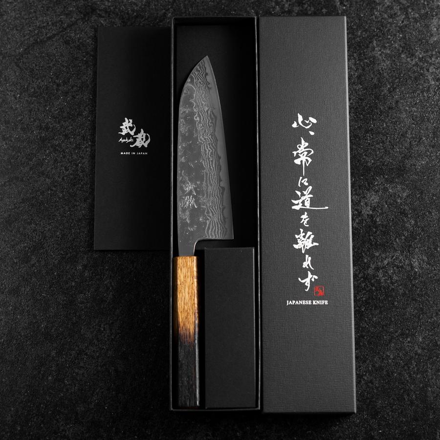 ESSENCE CARBON 5.6 Hideyuki Kikuchi専用 Santoku Sweden Stainless Steel Mirror Nashiji Washi Damascus Yaki