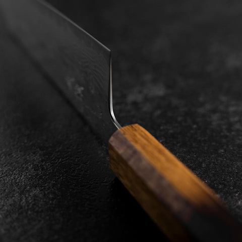 Santoku Sweden Stainless Steel Mirror Nashiji Washi Damascus Yaki Urushi Handle 165mm-[Musashi]-[Japanese-Kitchen-Knives]