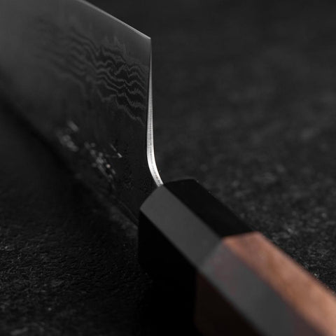 Santoku Sweden Stainless Steel Nashiji Washi Damascus Black Walnut Handle 165mm-[Musashi]-[Japanese-Kitchen-Knives]