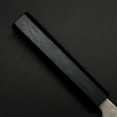 Santoku Sweden Stainless Steel Nashiji Washi Damascus Dark Blue Urushi Handle 165mm (6.5”)-[Musashi]-[Japanese-Kitchen-Knives]