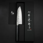 Santoku Sweden Stainless Steel Nashiji Washi Damascus Dark Blue Urushi Handle 165mm-[Musashi]-[Japanese-Kitchen-Knives]