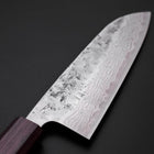 Santoku Sweden Stainless Steel Nashiji Washi Damascus Purple Urushi Handle 165mm (6.5”)-[Musashi]-[Japanese-Kitchen-Knives]