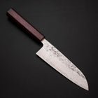 Santoku Sweden Stainless Steel Nashiji Washi Damascus Purple Urushi Handle 165mm (6.5”)-[Musashi]-[Japanese-Kitchen-Knives]