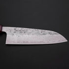 Santoku Sweden Stainless Steel Nashiji Washi Damascus Purple Urushi Handle 165mm-[Musashi]-[Japanese-Kitchen-Knives]