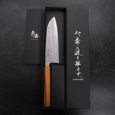 Santoku Sweden Stainless Steel Nashiji Washi Oak Handle 165mm (6.5”)-[Musashi]-[Japanese-Kitchen-Knives]