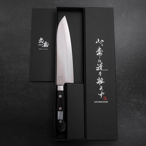Santoku Sweden Stainless Steel Polished Western Black Handle 180mm (7”)-[Musashi]-[Japanese-Kitchen-Knives]