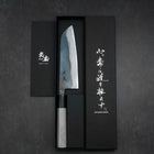 Santoku V-Toku Kurouchi Damascus Buffalo Magnolia Handle 170mm (6.7”)-[Musashi]-[Japanese-Kitchen-Knives]