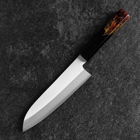Santoku VG-1 Kasumi Fire Urushi Handle 180mm-[Musashi]-[Japanese-Kitchen-Knives]