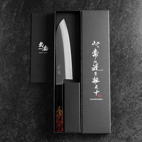 Santoku VG-1 Kasumi Fire Urushi Handle 180mm-[Musashi]-[Japanese-Kitchen-Knives]